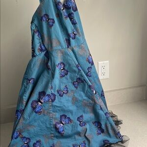 Elegant Blue Butterfly Print Dress